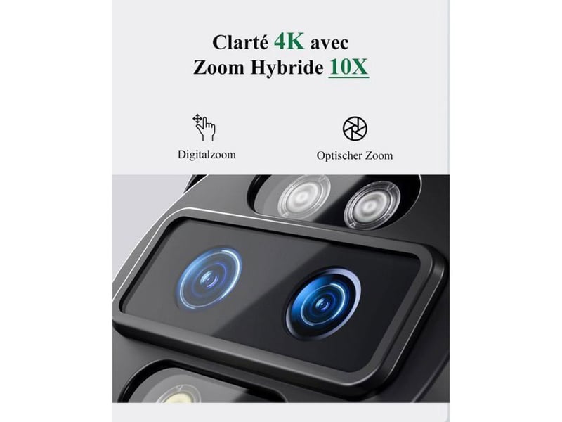  Caméra de surveillance ptz extérieure 4mp wifi 2.45ghz 180° double objectif 4x zoom hybride 8 presets vision 25m couleur noir  - Conforama D