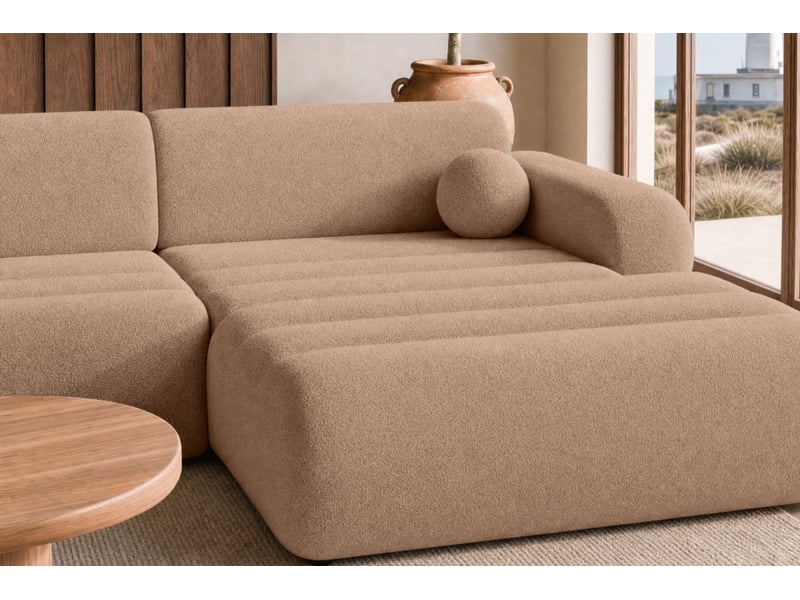  Bordilla - canapé d'angle convertible tissu chenille 4 places café gauche  - Conforama E
