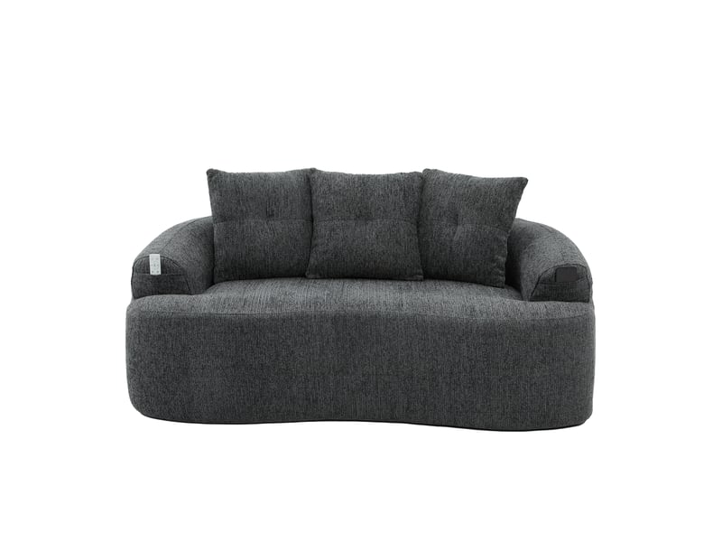  Canapé 2 places 164x92x60 cm, ressorts ensachés et mousse comprimée, chenille gris  - Conforama A