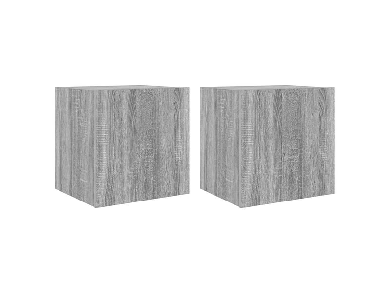  Meubles tv - banc tv - meuble de rangement muraux et lumières led 2pcs sonoma gris 40,5x35x40cm  - Conforama A