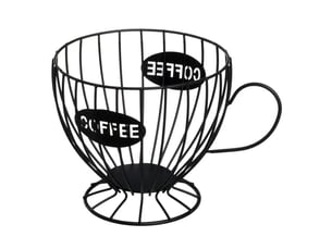 Corbeille porte-capsules de café en métal noir mat forme tasse - longueur 19 x profondeur 15 x hauteur 13 cm
