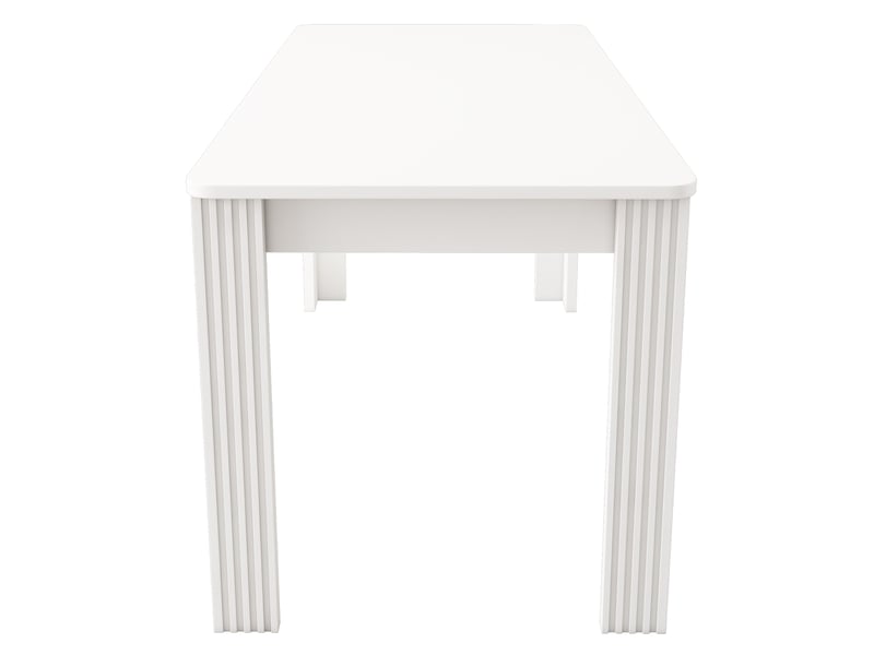 Table de salle à manger rectangulaire à quatre pieds en panneaux de particules pour salle à manger blanche - Conforama D