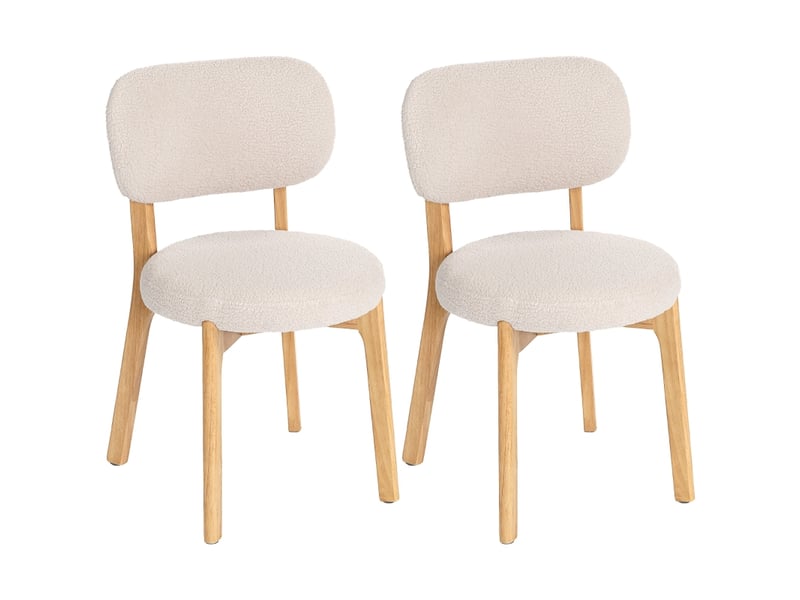  Lot de 2 chaises de salle à manger chaise de cuisine assise large dossier incurvé salon salle à manger crème  - Conforama A