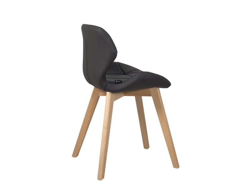  Lot de 4 chaises scandinaves fati en simili cuir matelassé noir avec pieds en bois 675-FATI - Conforama D
