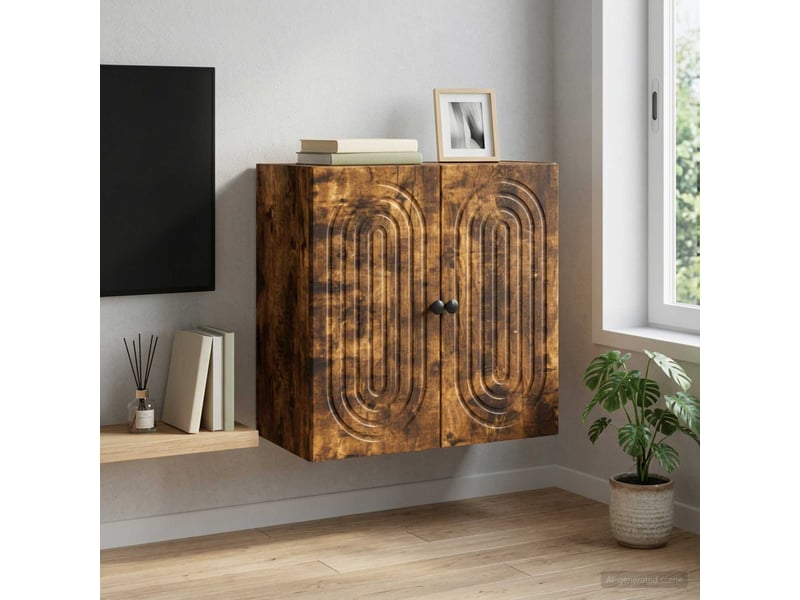  Armoire murale salon, meuble de rangement 59x31x60 cm bois d'ingénierie chêne fumé shl6262  - Conforama B