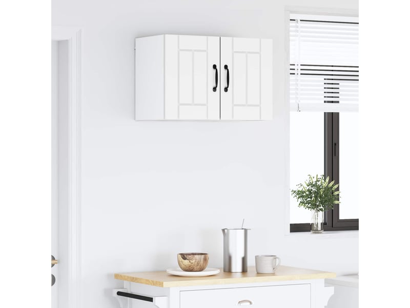 Meuble mural de cuisine | armoire de cuisine 2 pcs blanc bois d'ingénierie shl5760 - Conforama D