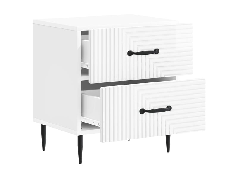  Table de chevet - cabinet de chevet - table de nuit 2 pièces blanc brillant 43 x 34,5 x 47,5 cm  - Conforama E
