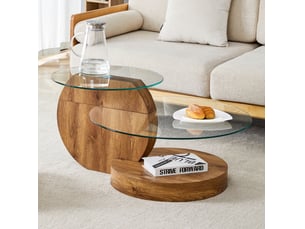 Table basse rond(e) coloris bicolore MEUBLIV  - 69.9 cmx89.9 cm