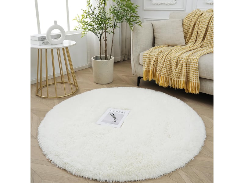  Tapis chambre enfant rond blanc tapis de salon 120cm à poils longs descente de lit moelleux doux poils longs pour salon chambre canapé tente parc enfa DNUIT001621M-SCM - Conforama B