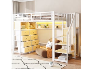 Lit mezzanine 90x200 cm <strong>HAVRYA</strong>  <strong></strong> coloris blanc