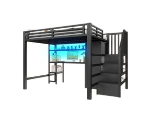 Lit mezzanine 140x200 cm <strong>SAPGAKS</strong> <strong></strong> coloris noir