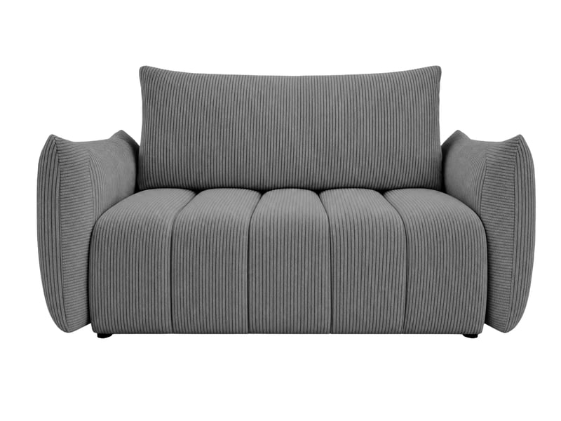 Moorea - canapé droit convertible petit velours côtelé 2 places gris foncé - Conforama A