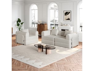 Canapé-lit modulable 2-en-1 en chenille, avec rangement dans les accoudoirs, structure métallique et configuration libre - kaki