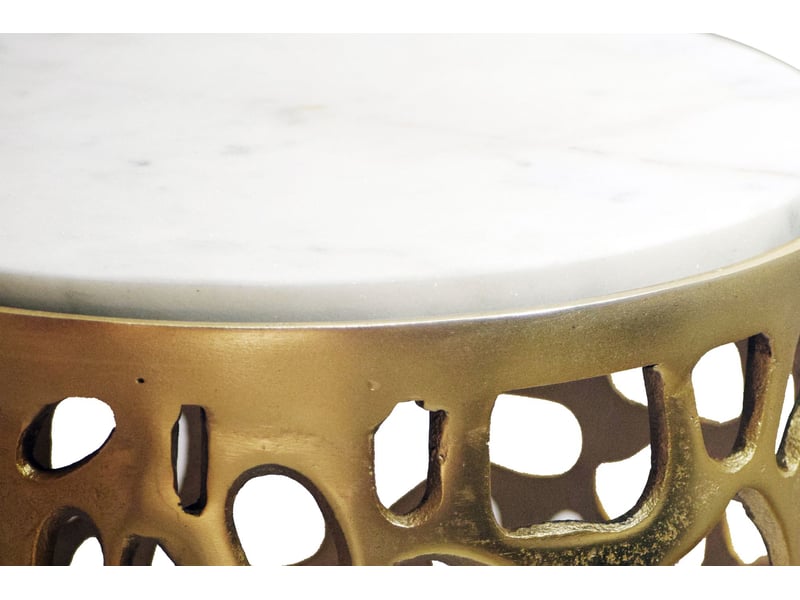 Finebuy table d'appoint ronde en aluminium 30cm or – table d'appoint avec plateau en marbre – table basse design en métal pour salon – table de salon ronde moderne – table décorative faite à la main  - Conforama E