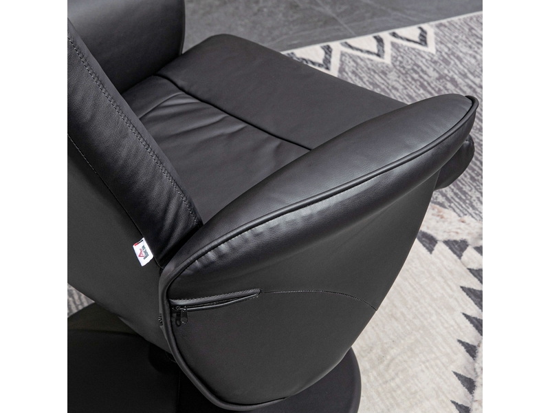  Fauteuil relax pivotant avec repose-pieds 76x81x101 cm – noir – dossier inclinable 145° en simili cuir  - Conforama D