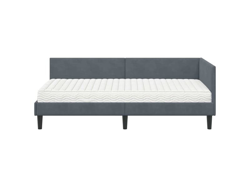  Lit simple- lit adulte -  cadre de lit d'angle avec matelas 2 pcs gris foncé 100 x 200 cm  - Conforama D