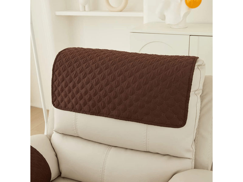  Housse d'accoudoir de canapé, housse d'appui - tête de canapé imperméable avec poche, antidérapante 2 siège, brun, marron  - Conforama E