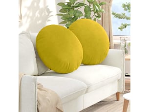 Lot de 2 coussins de siège, coussins décoratifs velours jaune ø60 x 21 cm cf59902