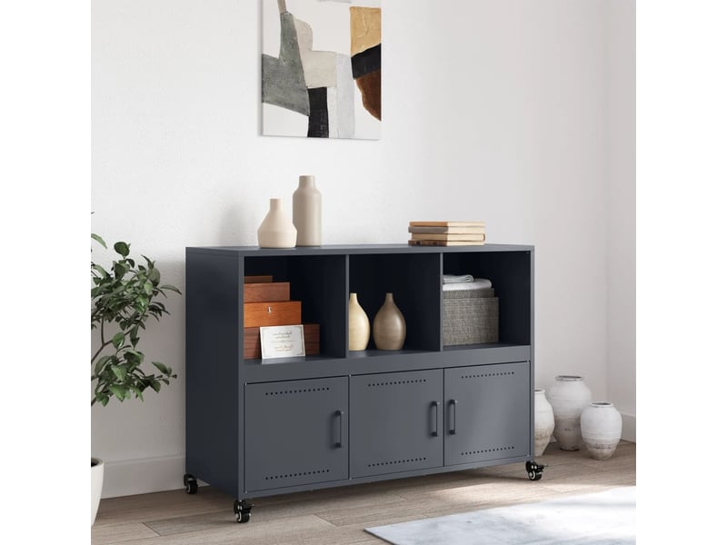  Buffet - bahut - meuble de rangement anthracite 100,5x39x72 cm acier  - Conforama C