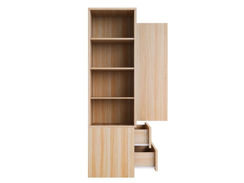  Armoire penderie 70x50x175 cm tiroirs tringles penderie étagères réglables métal et mdf meuble de rangement décor bois OPULERANE TRADING LTD - Conforama E