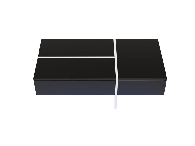  Table basse avec 3 tiroirs et led pilotées par application pour salon 100×50×34,5 cm noire  - Conforama A