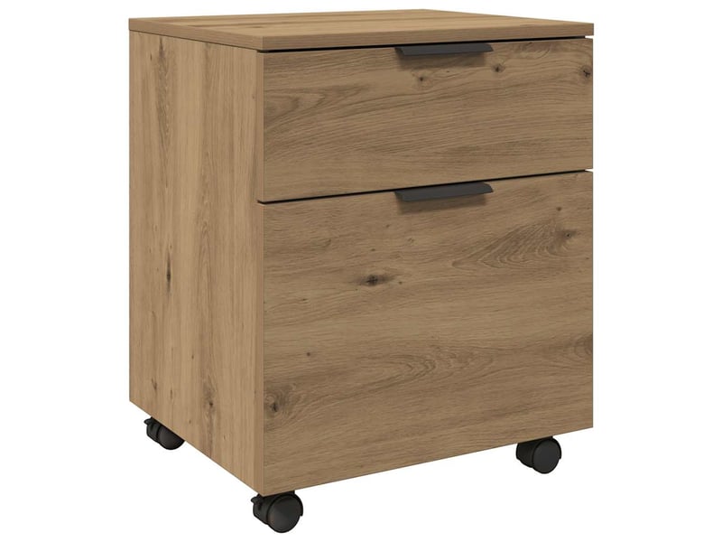  Caisson de bureau, classeur mobile avec roues chêne artisanal 45x38x54 cm  - Conforama A