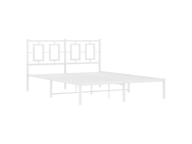  Lit double- lit adulte -  cadre de lit métal sans matelas et tête de lit blanc 140x200 cm  - Conforama B