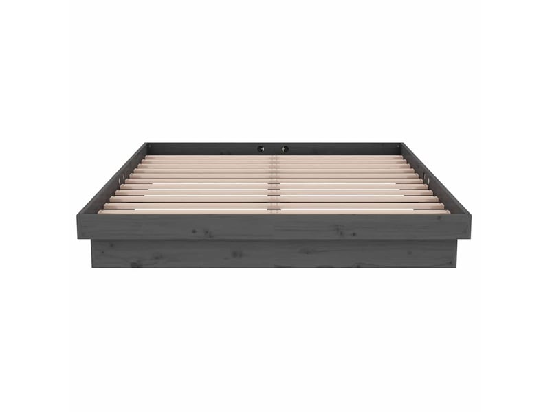  Lit double- lit adulte -  cadre de lit sans matelas gris bois massif 140x190 cm  - Conforama D