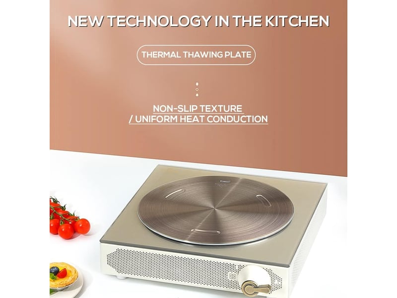  Adaptateur induction 16 cm en acier inoxydable avec poignée amovible,adaptateur plaque induction pour tasse à café, casserole à lait, or rose  - Conforama D
