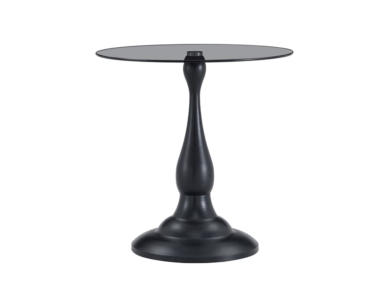  Bout de canapé rond noir en verre trempé et métal, 50 x 50 x 51,5 cm  - Conforama A