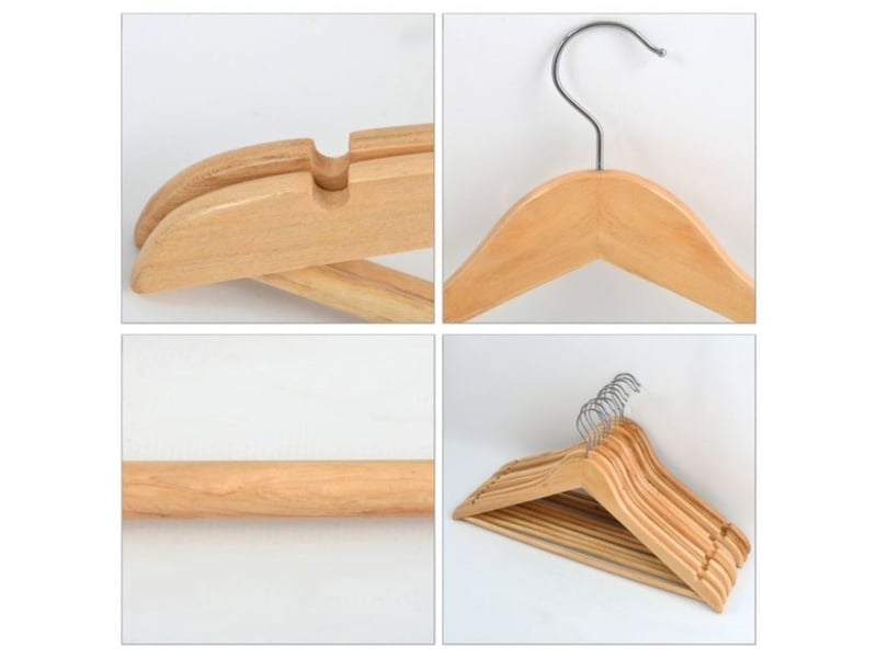  Msv – lot de 36 cintres en bois massif – tête en métal chromé pivotante 360° – optimise le rangement sans déformation des vêtements  - Conforama C