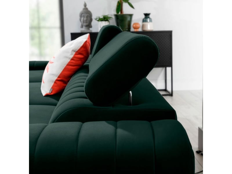 Canapé d'angle gauche vert foncé convertible 3 places jayson dossier profilé - Conforama C