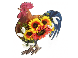 Couronne de porte rustique en forme de poule, magnifique guirlande murale en forme de tournesol simulé, décoration pour la ferme, le jour de l'in