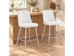 tabouret de bar <strong>HAVRYA</strong> - blanc hauteur d'assise 68.5 cm vendu Par paire