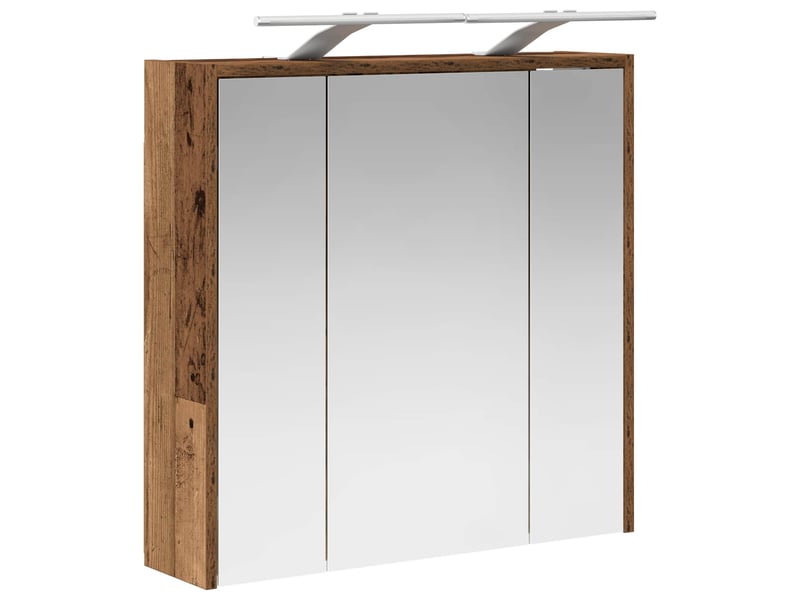 Armoire miroir de salle de bain, cabinet de salle de bain bois ancien 63,5 x 16 x 62,5 cm cf65147 - Conforama E