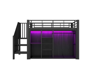 Lit mezzanine 90x200 cm OKWISH   coloris noir