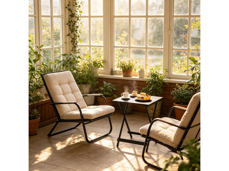  Table d'extérieur pliante 47x50,5x59,5 cm métal noir  - Conforama E