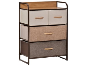 Commode meuble de rangement 4 tiroirs en tissu et métal 58 x 29 x 78,5 cm