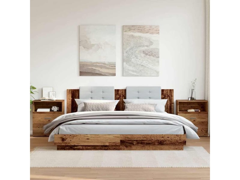  Vidaxl tables de chevet 2 pièces vieux bois table d'appoint 50x32x60 cm salon et chambre  - Conforama C