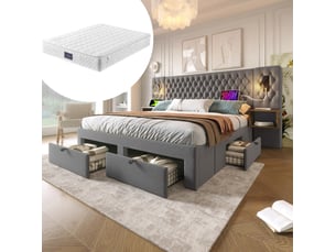 Lit avec rangement 160x200 cm <strong>HAUSS SPOLE</strong>  <strong></strong> coloris gris