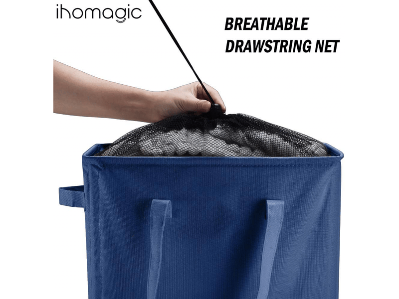  Paniers à linge avec poignées bleu foncé panier à linge pliable mince sac à linge en tissu oxford rectangulaire paniers sac de rangement  - Conforama D