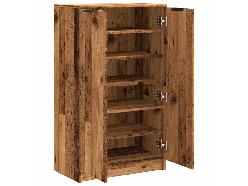  Armoire à chaussures | meuble à chaussures vieux bois 59x35x100,5cm bois d'ingénierie  - Conforama E