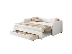 Lit gigogne 90x200 cm <strong>HOMVRA</strong> <strong></strong> coloris beige