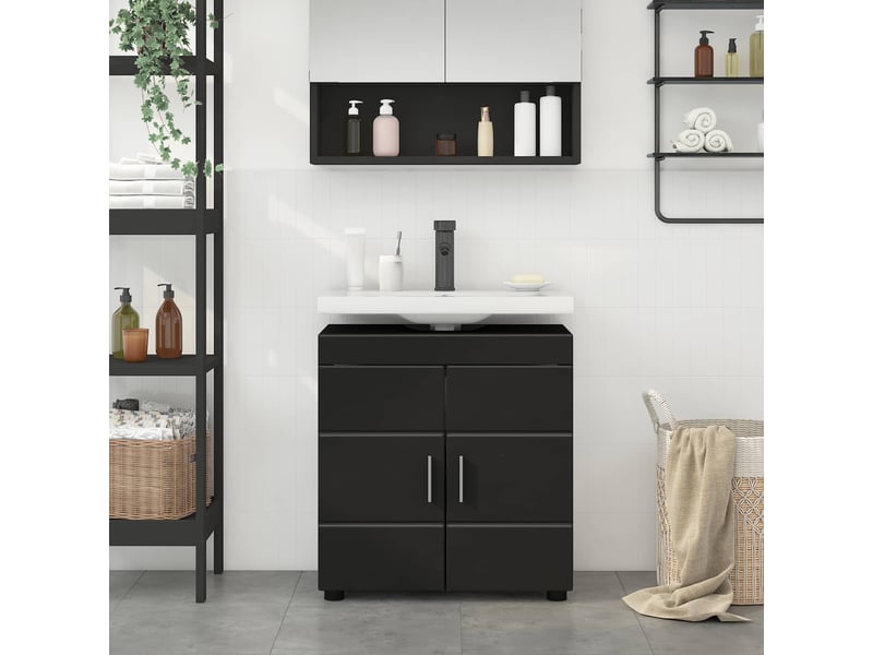 Ensemble d'armoire de salle de bain tulum noir 60 x 34 x 63 cm cf62992 - Conforama D