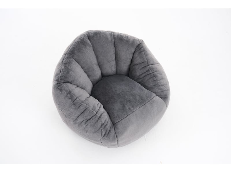 Pouf géant enfant 75x70x52 cm, dossier ergonomique, surface en velours ultra douce, polyester, mousse, gris clair  - Conforama A