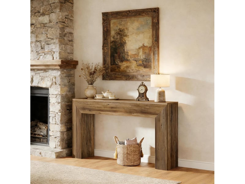  Table console 160x30x85 cm rustique mdf marron  - Conforama B