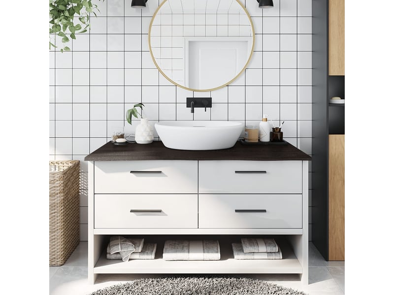  Comptoir de salle de bain, plan de travail marron foncé 100x60x2 cm bois traité cf65840  - Conforama B