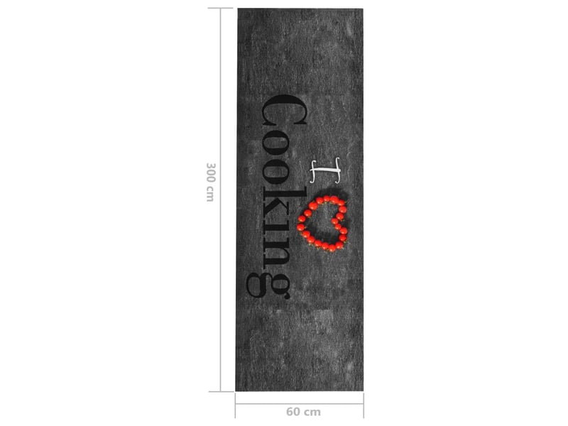  Tapis rectangulaire pour cuisine et couloir 300 x 60 cm absorbant flexible et antidérapant en polyamide gris 02_0046514  - Conforama E