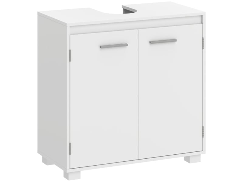  Meuble sous lavabo blanc avec découpe en u et étagère réglable, design moderne  - Conforama A