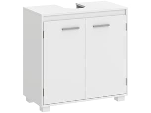 Meuble sous lavabo blanc avec découpe en u et étagère réglable, design moderne